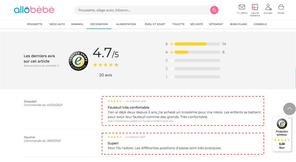 avis clients referencement Trusted Shops