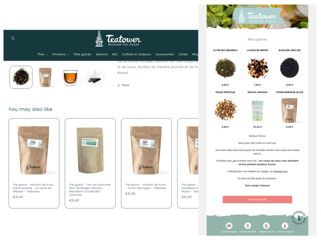 Visuel listes de produits email smart content tea tower